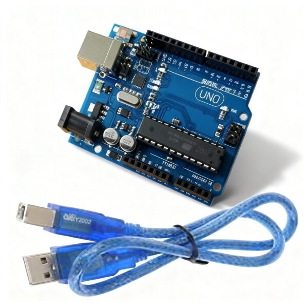 Tarjeta UNO R3 compatible con Arduino (ATmega328P DIP) + cable USB